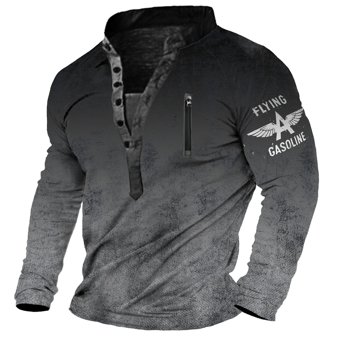 Hombre Letra Estampados Sudadera Pull-over Manga Larga Camisa de entrenamiento Cuello Mao cuello henley Vintage Ropa de calle Design Impresión 3D Casual Diario Deportes Cremallera Otoño Primavera 2025 - $32.99 –P4