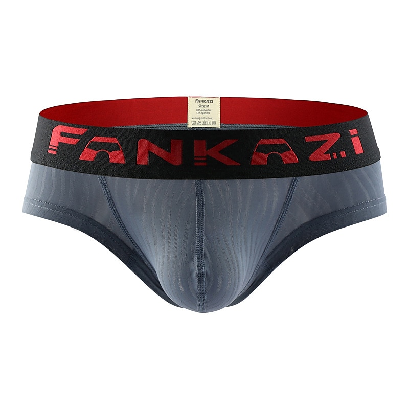 Men's 1pack Underwear Basic Panties Boxers Underwear Briefs Print Polyester Antibacterial Leak Proof Letter Mid Waist Black White 2025 - $9.99 –P7