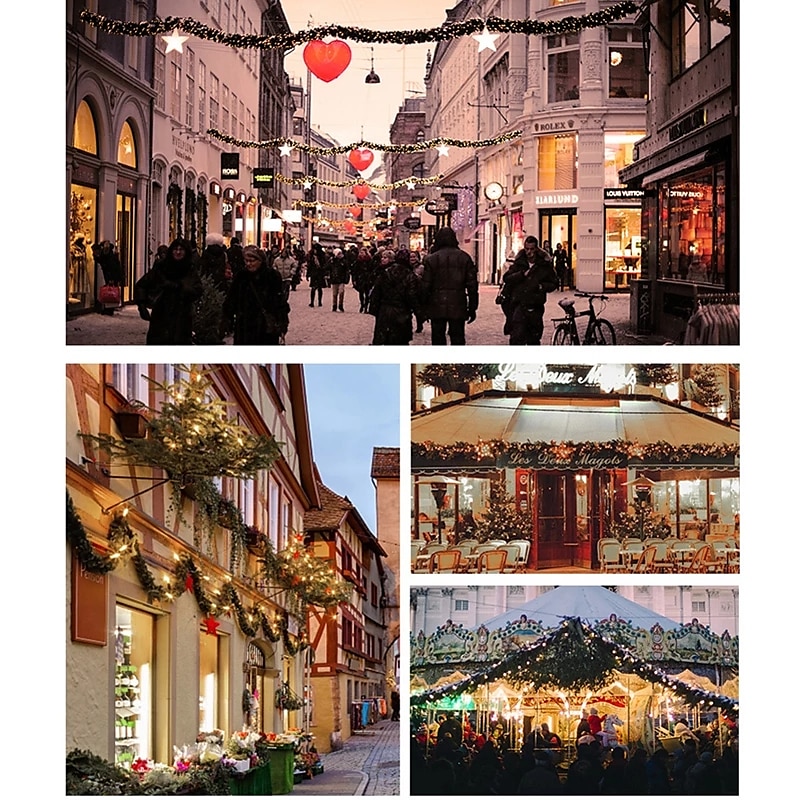 2,7m joulukoristeet seppele valoseppeleellä portaille joulukuusi viiniköynnöksen koristelu salaus ylellinen riipus joulukuusi festivaalikoristeet kulta ja punainen seppele setti 2025 - $29.99 –P5