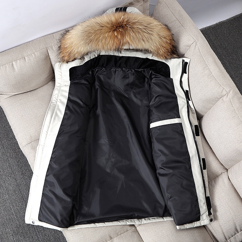 Per uomo piumino Piumino Parka Colletto di pelliccia Ufficio Da tutti i giorni Lungo Casual quotidiano Informale Tenere al caldo Inverno Colore puro Nero Bianco Rosso Piumino del 2025 a $73.99 –P3