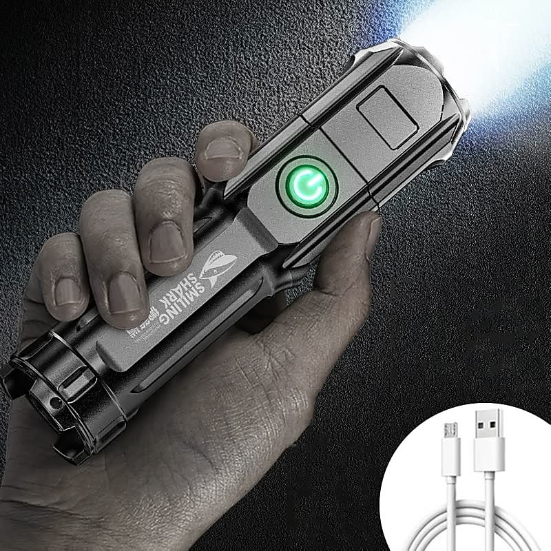 led lommelykt usb super lys zoombar usb oppladbar t6 taktisk lommelykt for camping fotturer fiske utendørs jakt 3,7v 2025 - $8.49 –P4