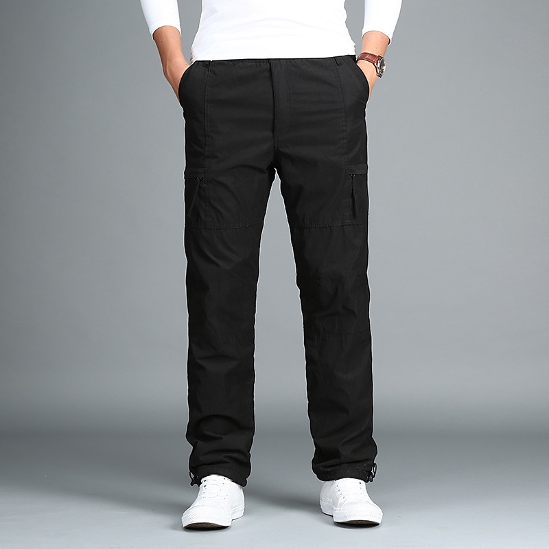 Men's Cargo Pants Cargo Trousers Work Pants Zip Leg Solid Color Thermal Warm Fleece Lining Weekend Streetwear Casual Formal ArmyGreen Black 2025 - $34.99 –P7