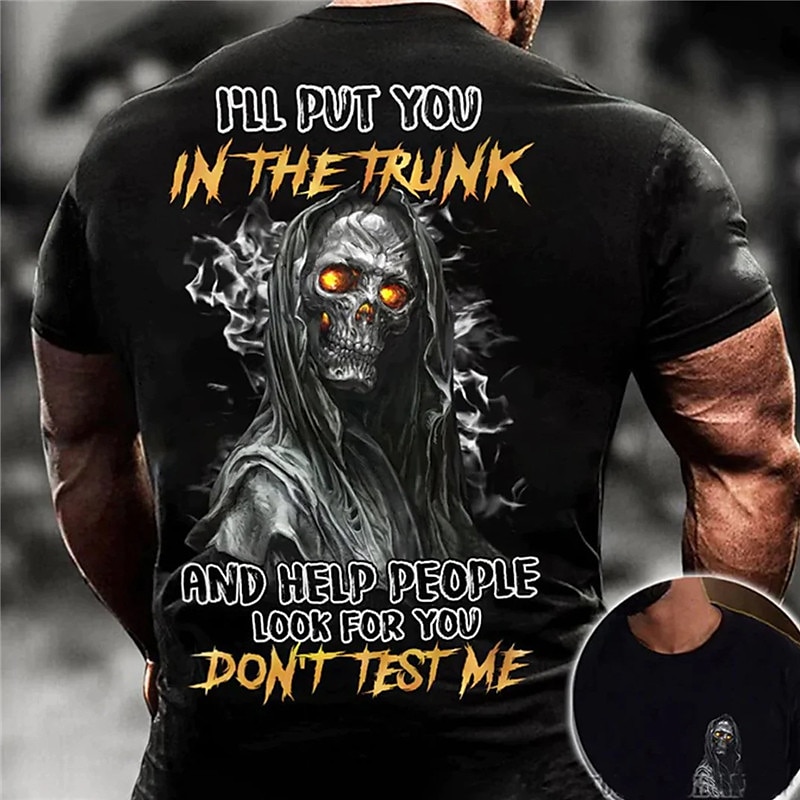 Men's Unisex Skull Graphic Prints T shirt Halloween Shirt Slogan T Shirts Short Sleeve T shirt 3D Print Crew Neck Shirt Sports Designer Casual Outdoor Street Daily Black Summer Clothing Apparel S M L 2025 - $17.99 –P1