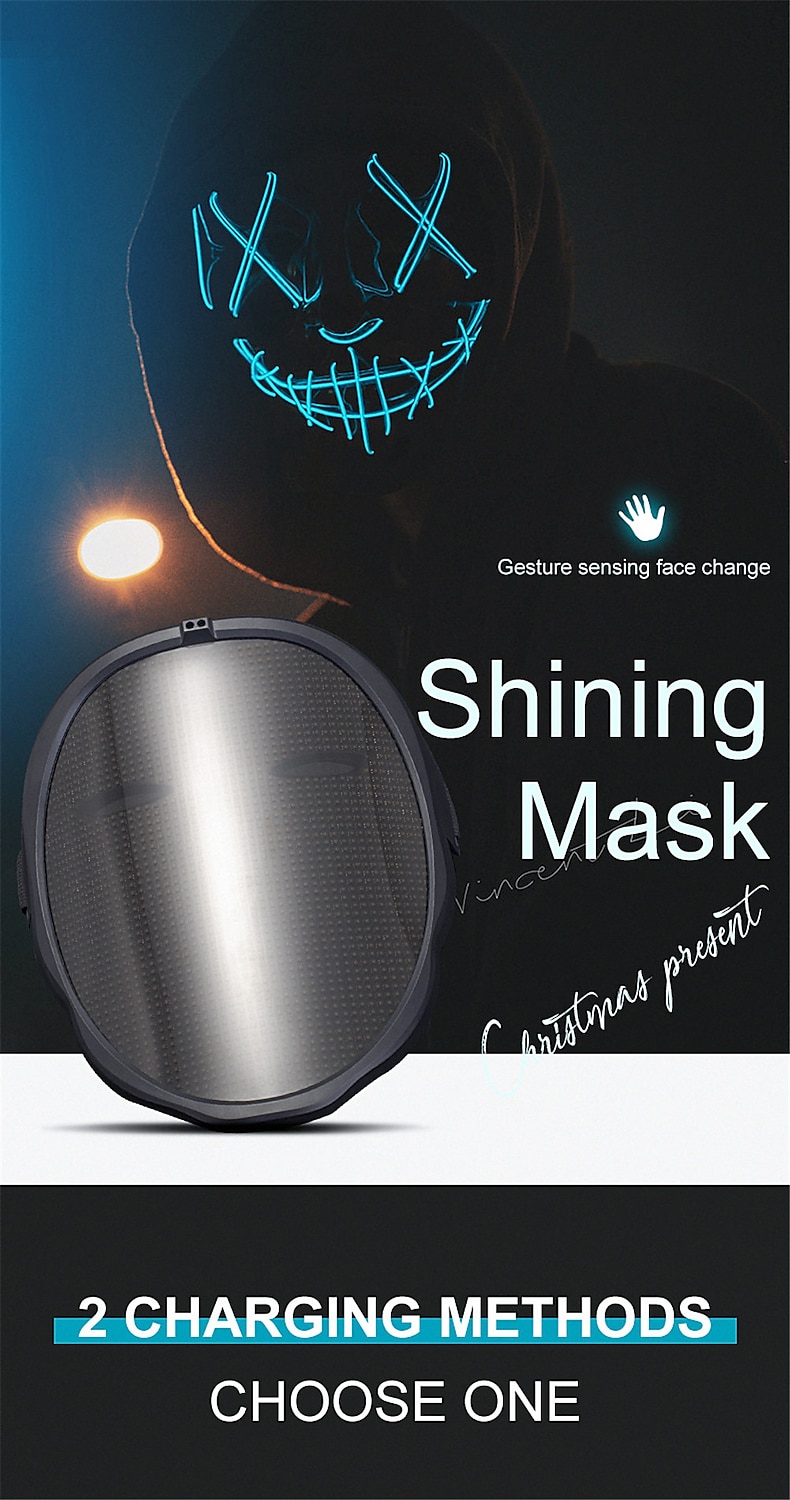 2025年 led mask hd with wifi bluetooth プログラマブル ハロウィン パーティー コスプレ 光るマスク マスカレード 最新  コレクション – $89.99 –P3
