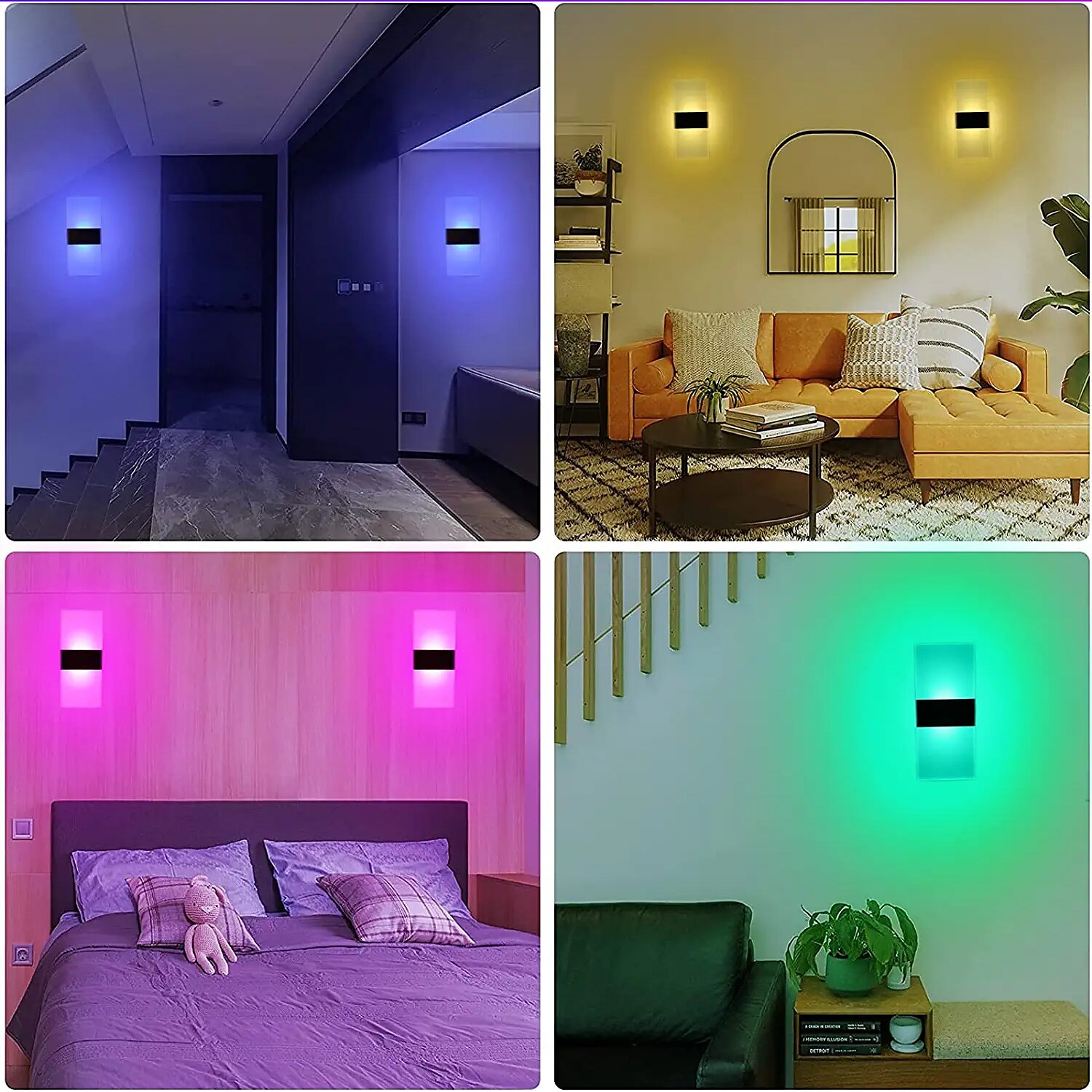 2025年 led rgb wifi ブルートゥース 2.4g 調光ウォールランプ 10w rgb スマート アクリル 屋内 ウォールランプ アプリ コントロール アレクサおよびグーグル ホームアシスタントと互換性あり 寝室の廊下に適しています  コレクション – $87.99 –P11