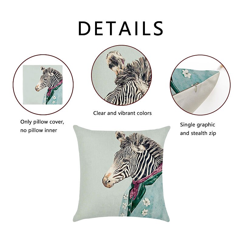 Cushion Cover 1PC Soft Decorative Square Throw Pillow Cover Cushion Case Pillowcase for Sofa Bedroom Superior Quality Mashine Washable Pack of 1 for Sofa Couch Bed Chair Animal Faux Linen 2025 - $9.99 –P11