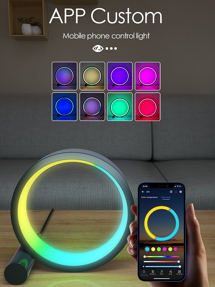 Смарт-светодиодная лампа LED RGB настольная атмосферная лампа Bluetooth APP управление подходит для игровой комнаты спальни декор на прикроватной тумбочке Shustar 2025 - $26.99 –P2