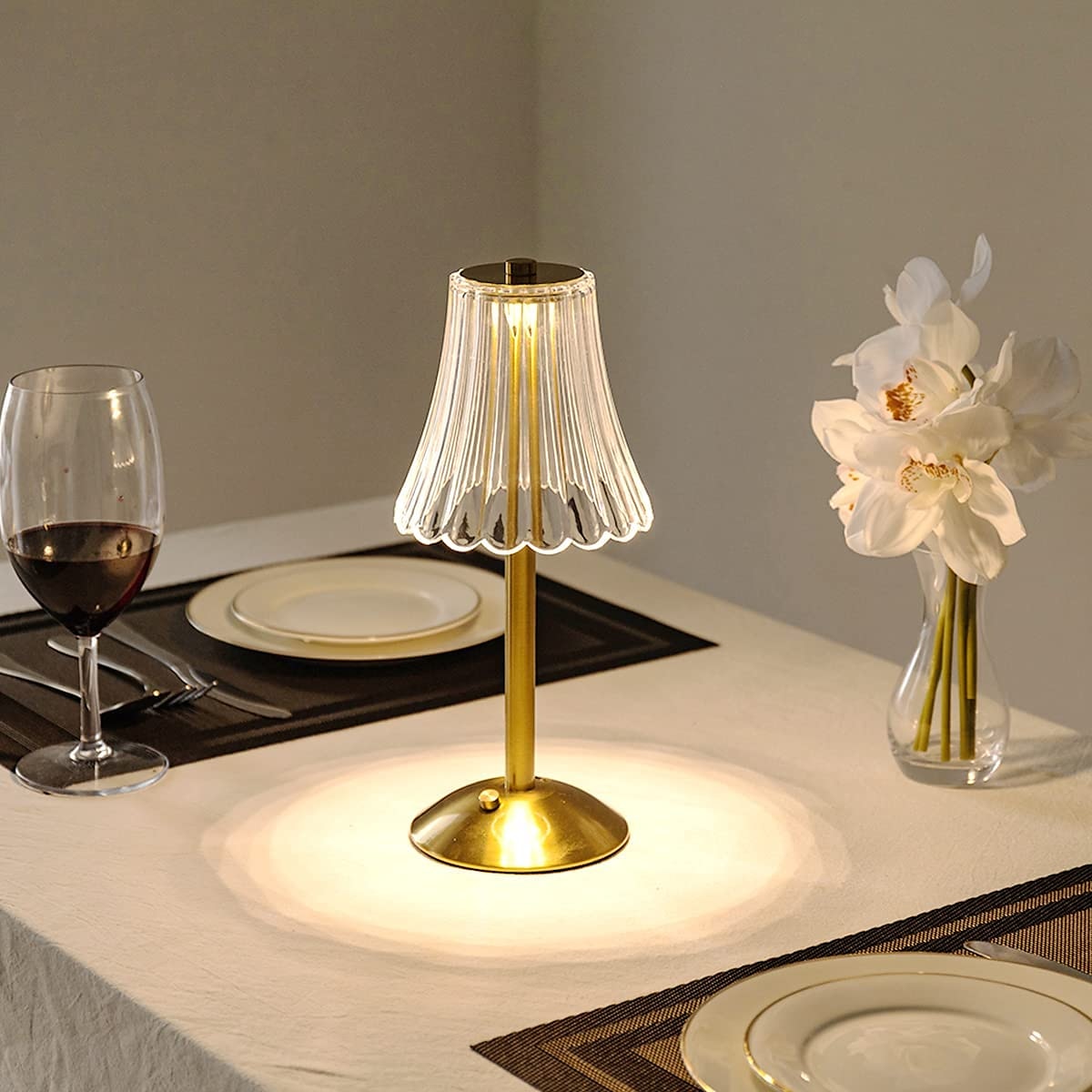 candeeiro de mesa de cristal estilo nórdico saia modelagem decoração do quarto atmosfera criativa, lâmpada noturna, recarregável, escurecimento de três engrenagens, fonte de alimentação usb de 2025 por $27.99 –P4
