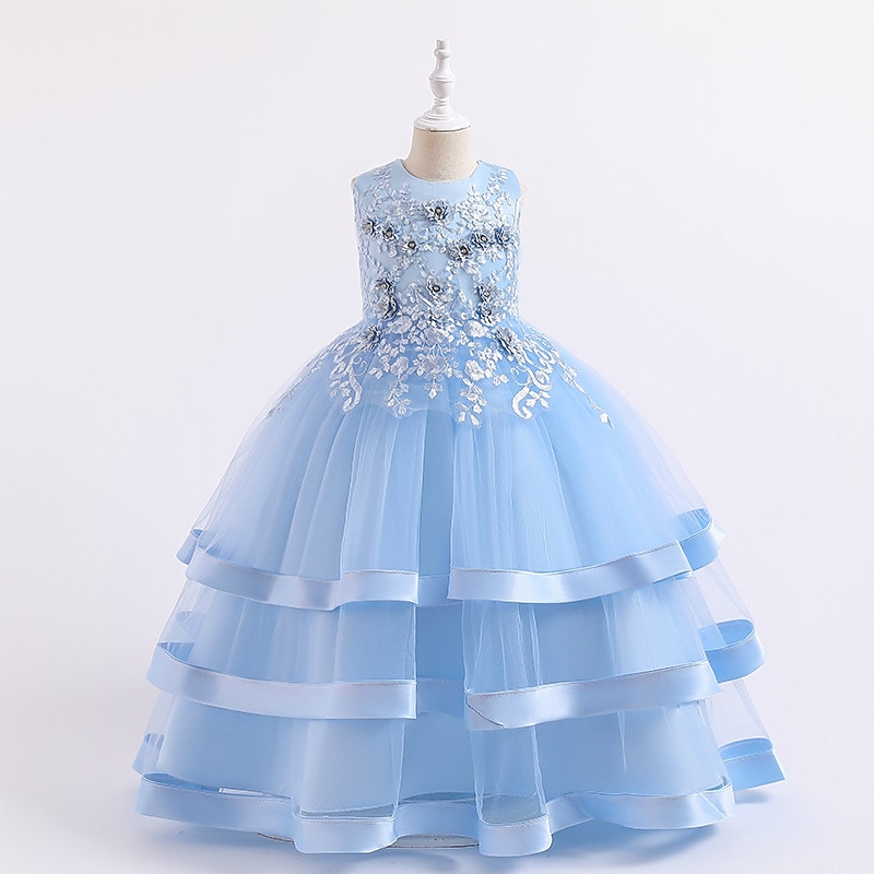 Barn Flickor Klänning Solid färg Ärmlös Bröllop Fest Prinsessa Skön Bomull A linjeklänning Sommar Vår 3-12 år bule Cameo brun Vit 2025 - $47.99 –P18