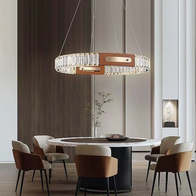 led krystall lysekrone ring hengende lys rund, 120 cm luksus krystall lysekroner for stue spisestue, gull (høydejusterbar) 2026 - $749.99 –P2