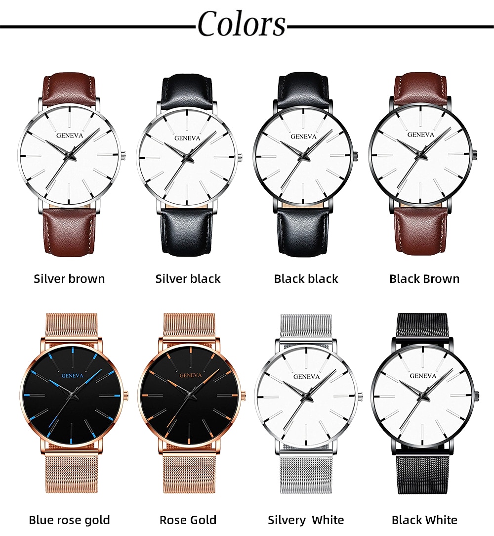 Geneva Quartz Watch for Men Minimalist Ultra Thin Stainless Steel Watch Stylish Men's Watch Business Casual Quartz Watch 2025 - $8.49 –P1