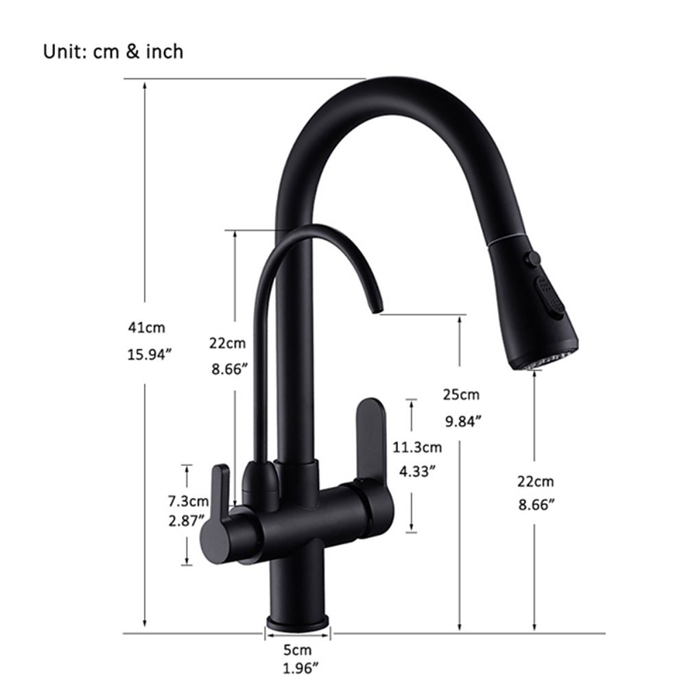 Kitchen Sink Mixer Faucet Pull Out Sprayer with Soap Dispenser, 360 swivel Black Single Handle Brass Taps Pull Down, Deck Mounted Hot Cold Water Hose Filter Tap 2024 - €138.99 –P1