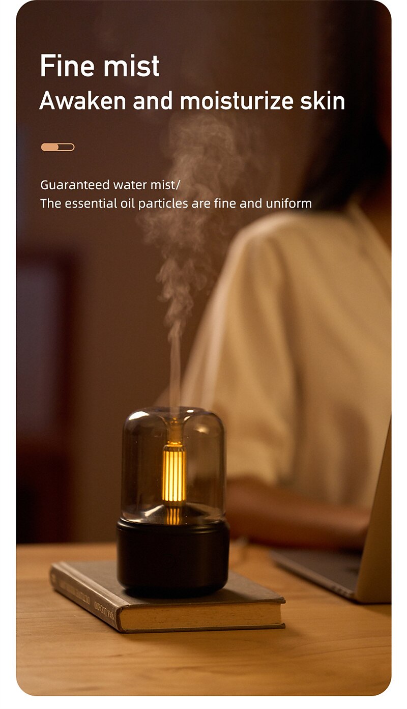 Светодиодный умный свет увлажнитель воздуха 120 мл аромадиффузор свечная лампа электрический аромадиффузор flame увлажнитель USB настольный декор ночной свет 2026 - $26.99 –P5