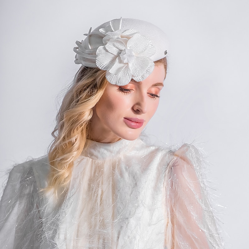 klobouky pokrývky hlavy 100% vlna baret klobouk fedora klobouk podzim svatební párty / večer kentucky derby koktejl královský astcot módní elegantní s hladkou čepicí pokrývka hlavy pokrývka hlavy 2025 - $50.99 –P6