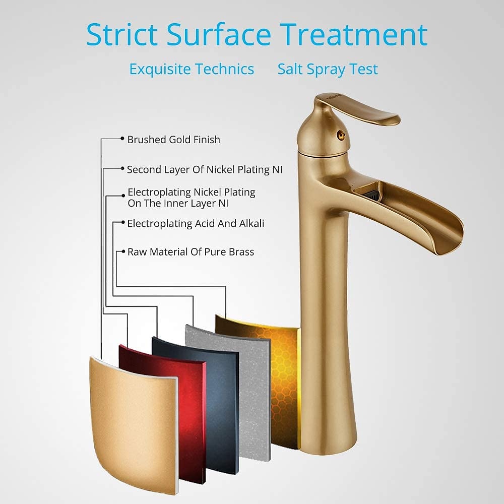 Waterfall Bathroom Faucet, Rustic Nickel Single Handle One Hole Brass Waterfall Bathroom Sink Faucet with Hot and Cold Water 2025 - $129.99 –P2