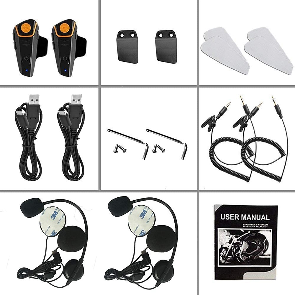 Motorhelm bluetooth headset full duplex intercom speaker fm radio motor communicatie systeem handsfree waterdichte hoofdtelefoon 1000m 2025 - $96.99 –P18
