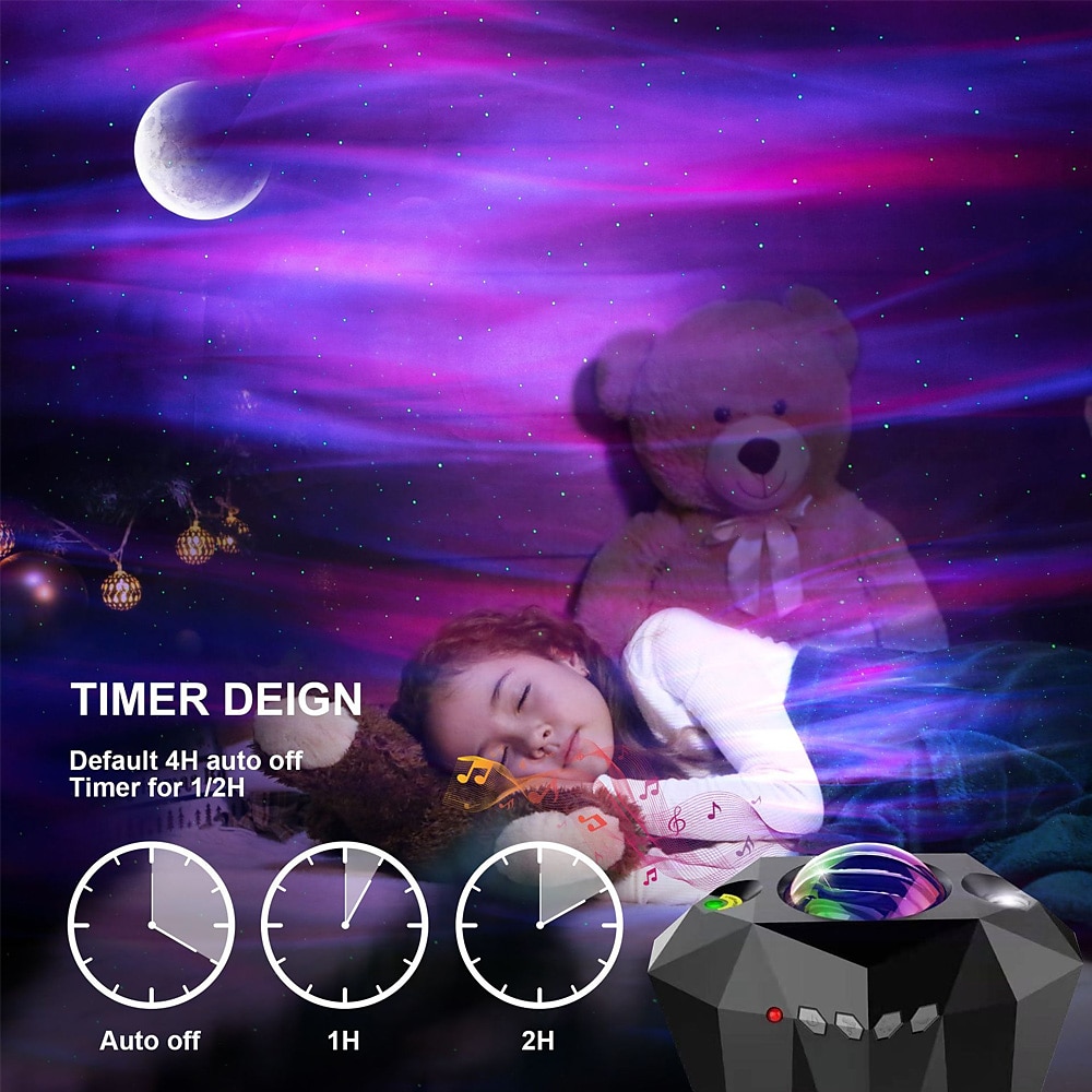 Proiettore di stelle Aurora Galaxy Luce proiezione di stelle con altoparlante musicale Proiettore luce notturna con luna Proiettore aurora boreale per camera da letto/sala giochi/home del 2025 a $79.99 –P7
