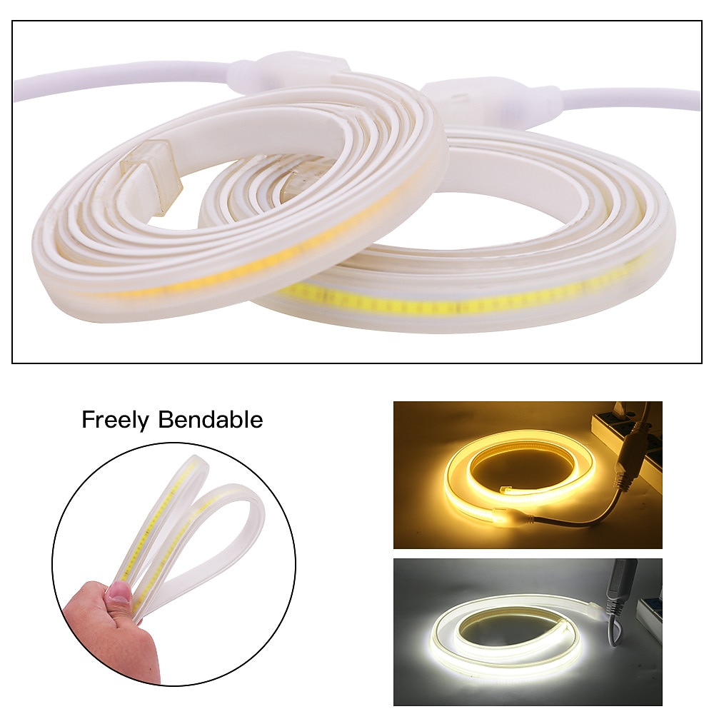 COB LED Strip Lights, 360 LEDs/m Waterproof Outdoor Decor, Flexible High-Brightness Ribbon Light, 3000K/4000K/6000K, 220V 2026 - $16.49 –P7