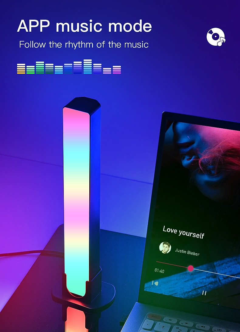RGB светодиодная умная световая панель WiFi Bluetooth настольный фоновый атмосферный свет музыка синхронизация телевизора стенка компьютерная игровая спальня ночной свет Shustar 2025 - $43.99 –P10