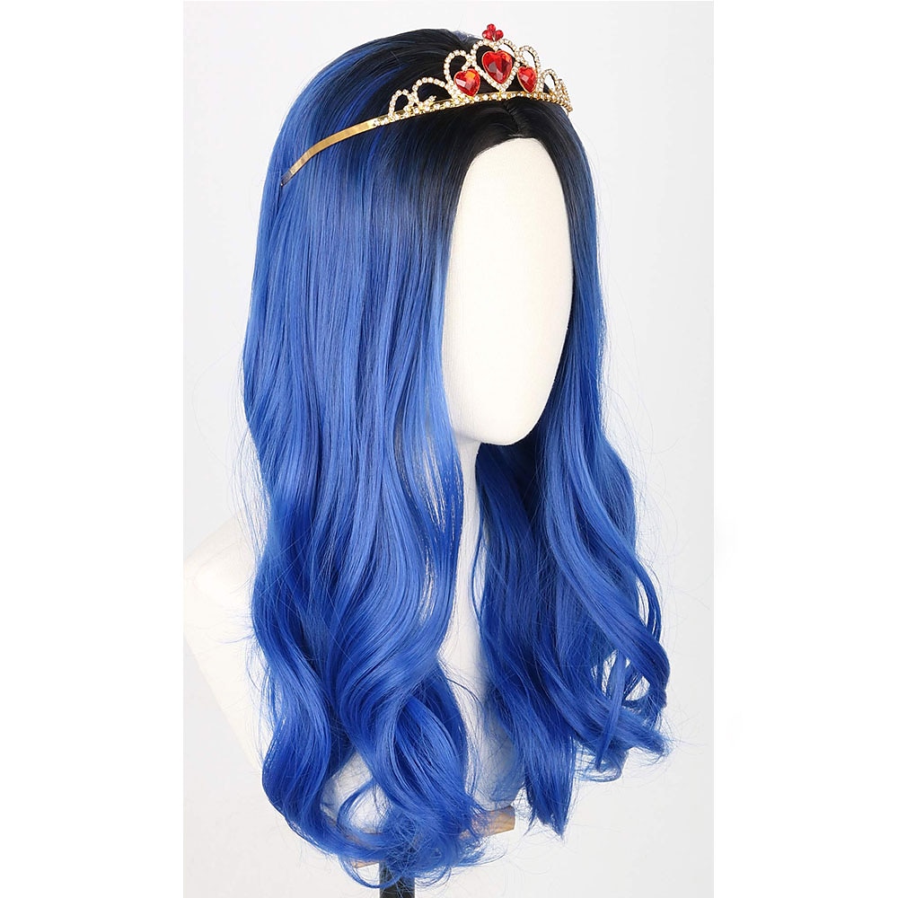 Kids Girls Topcosplay Blue Wig Long Wavy Carnival Costume Cosplay Wig with Black Roots for Dress Up Party 2025 - $29.99 –P7