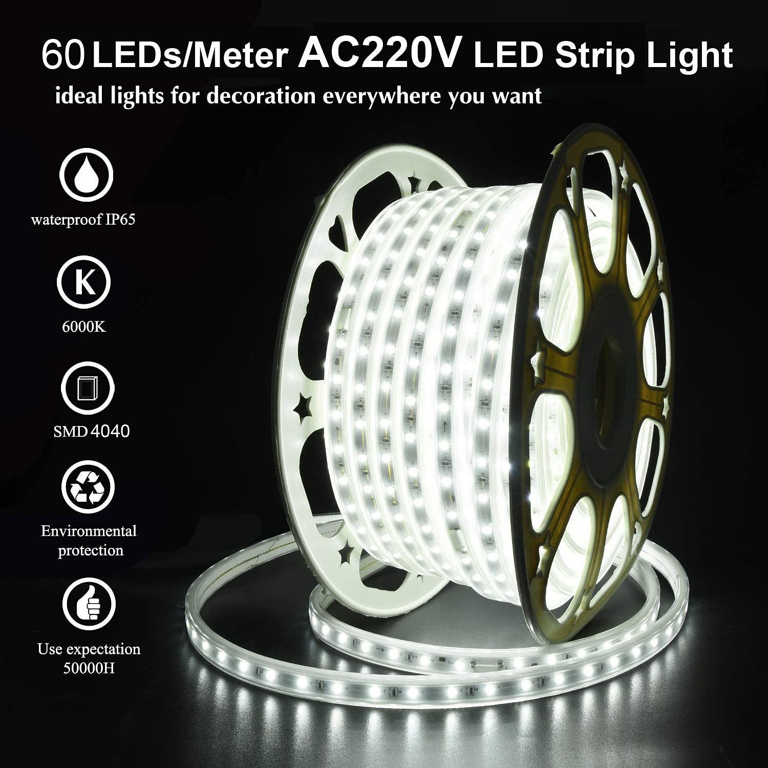 LED Strip Light Plug in Outdoor Waterproof IP67 AC220V 4040 LED Strip Light Diode Tape Holiday Decorative Light LED String with 60led / m with EU Plug 2025 - $15.99 –P5