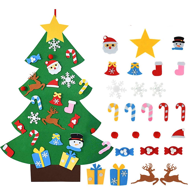 Kids DIY Felt Christmas Tree Merry Christmas Decorations For Home 2023  Christmas Ornaments Navidad 2024 New Year Gifts Xmas Tree