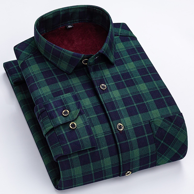 Per uomo Camicia elegante Camicia di flanella Camicia a quadri Camicia con Colletto Camicia con Bottoni Tartan Matrimonio Lavoro Giallo Rosso Blu Verde Manica Lunga Collo ripiegato Primavera Autunno del 2026 a $35.99 –P4