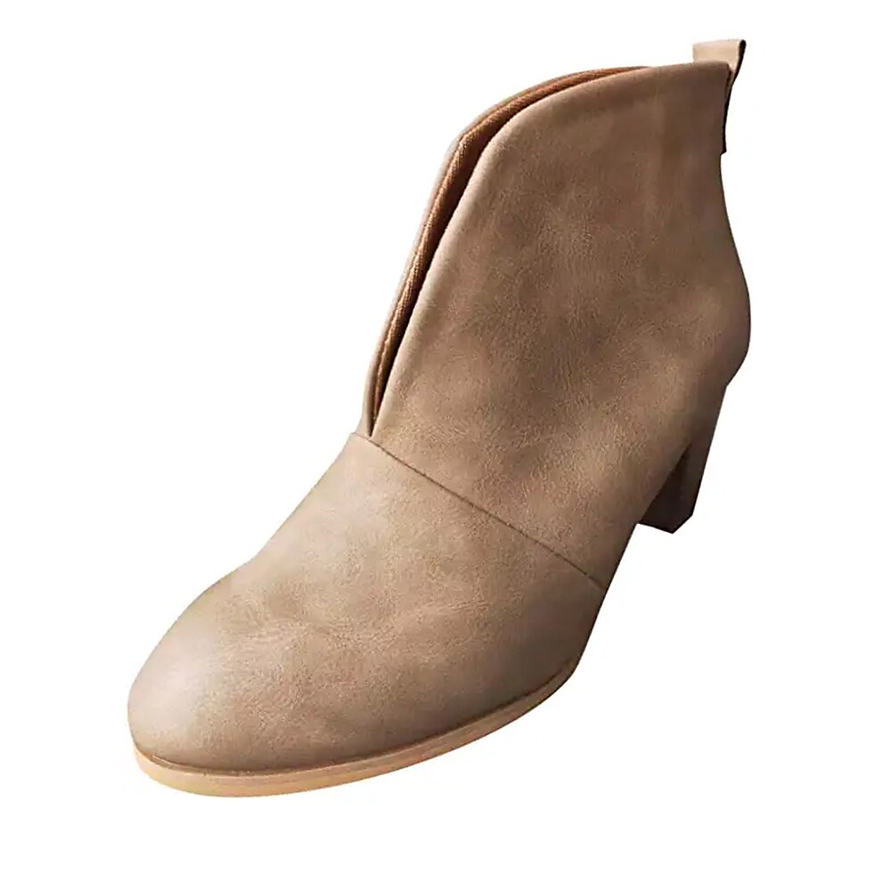 Women's Black Ankle Boots – Trendy V-Cut Slip-On Booties with Chunky Block Heels for Casual & Fall Outfits 2025 - $42.99 –P3
