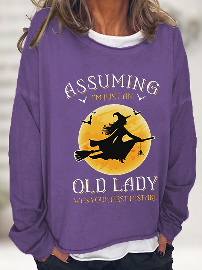 Sudadera de mujer de Halloween de mezcla de algodón con gráfico de letra estampado casual básico Halloween ajuste holgado cuello redondo de manga larga microelástico primavera otoño otoño e invierno 2025 - $9.99 –P6