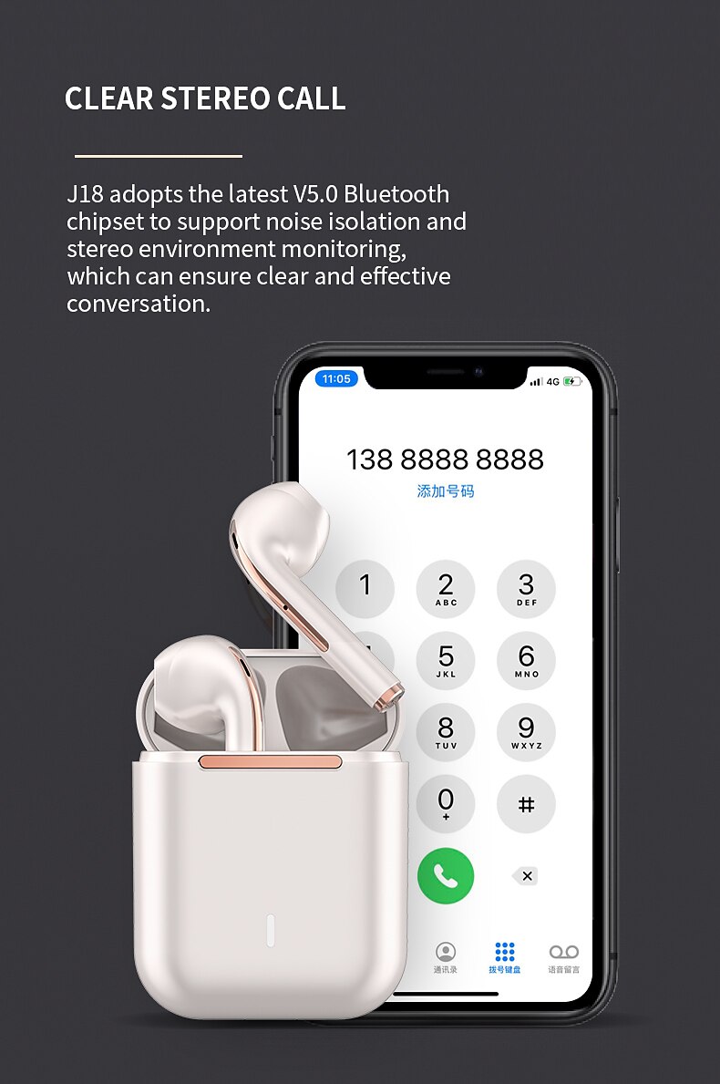 J18 TWS True Wireless Bluetooth Headphones With Microphone Earphones Gaming Headset Sport Earbuds For Android iOS Smartphones 2025 - $26.99 –P6