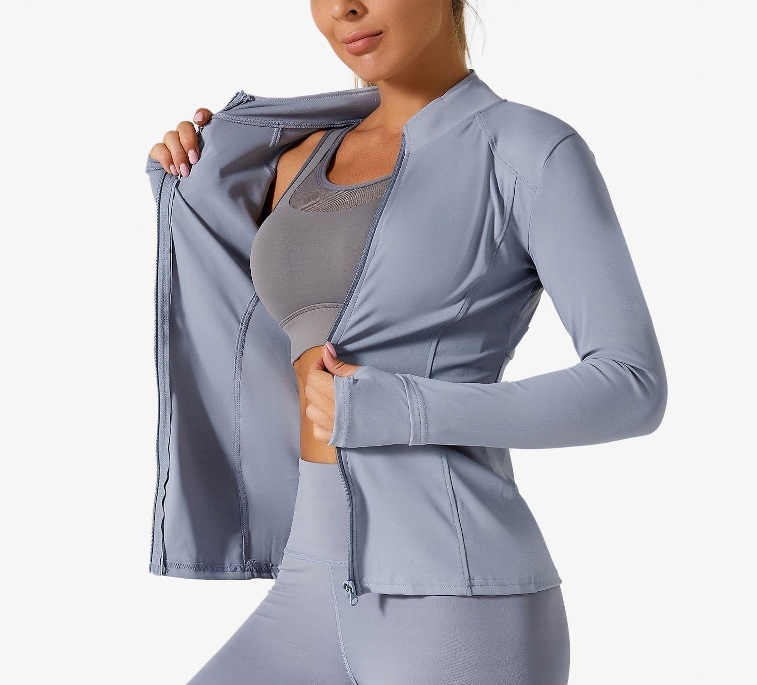 Women's Breathable Quick Drying Long Sleeved Zip Up Active Wear