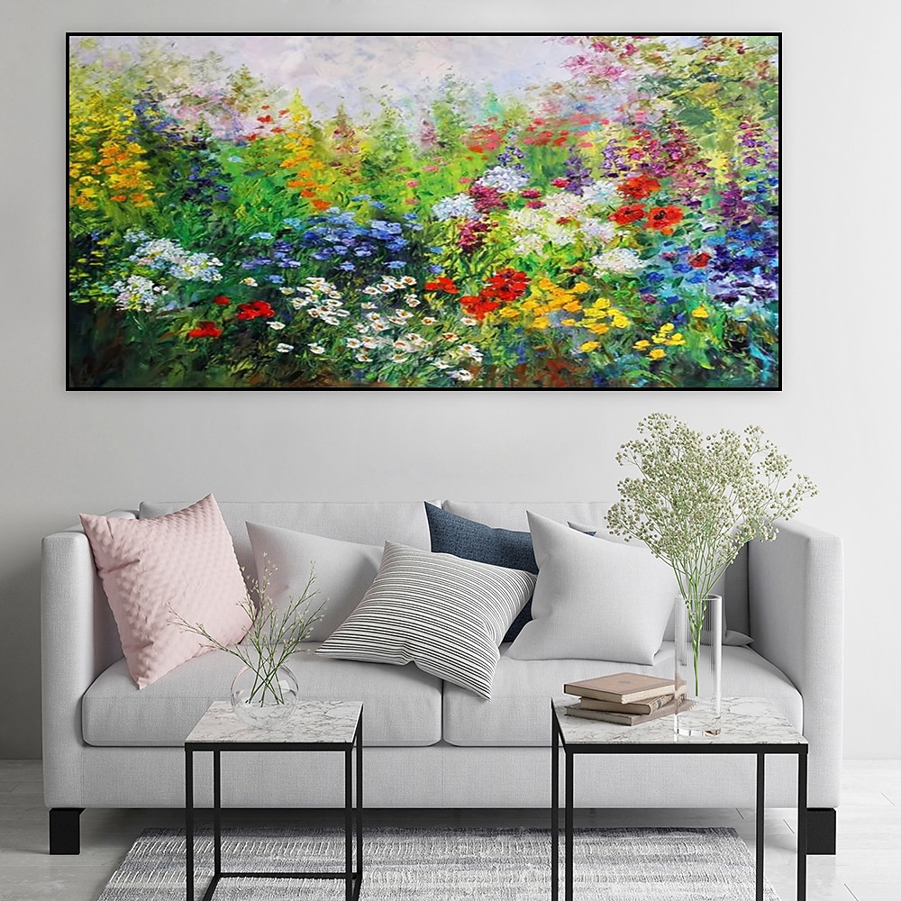 handgjord oljemålning canvas väggkonst dekoration lotusblommor för heminredning rullad ramlös osträckt målning 2025 - $76.99 –P6