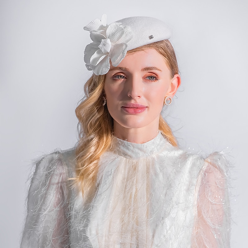 klobouky pokrývky hlavy 100% vlna baret klobouk fedora klobouk podzim svatební párty / večer kentucky derby koktejl královský astcot módní elegantní s hladkou čepicí pokrývka hlavy pokrývka hlavy 2025 - $50.99 –P7