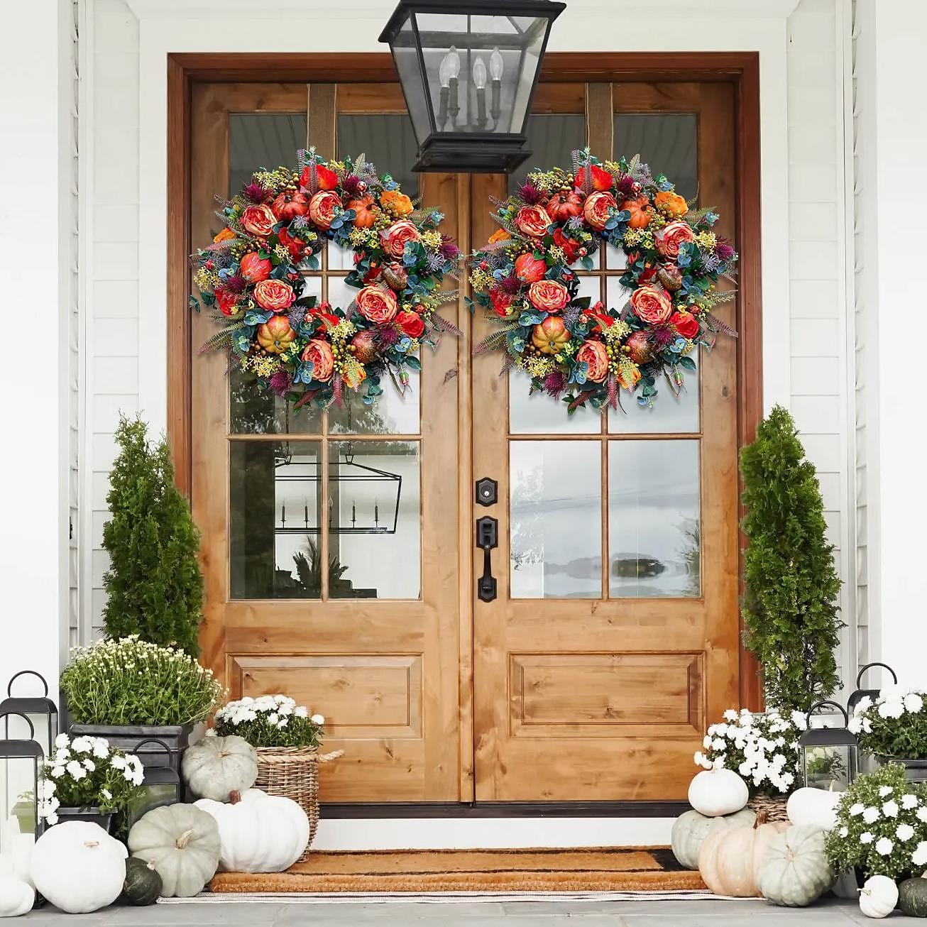 Christmas Wreath Fall Peony and Pumpkin Wreath, Autumn Year Round Wreaths,  Fall Wreath for Front Door, Artificial Fall Wreath, Front Door Wreath  Thanksgiving for Home Decor and Celebration 2024 - $21.99