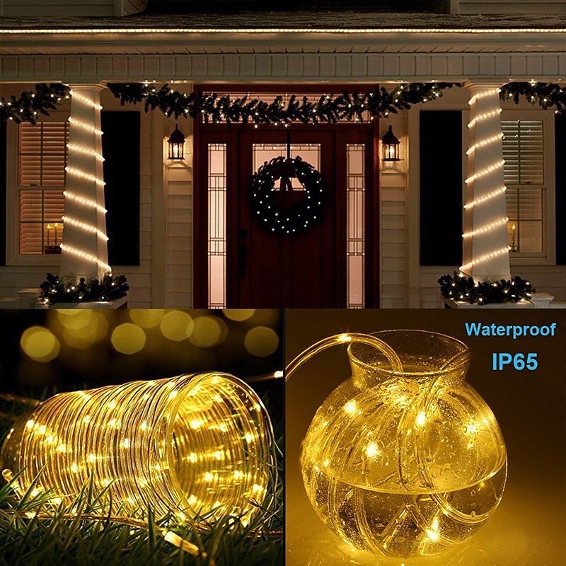 solar touwverlichting outdoor 2 packs led fairy lichtslingers 20/12/7m 200/100/50leds tuindecoratie el 5mm zonnepaneel 2 stks warm wit koud wit rgb vakantielichten outdoor party vakantie zonne-energie 2026 - $24.99 –P18