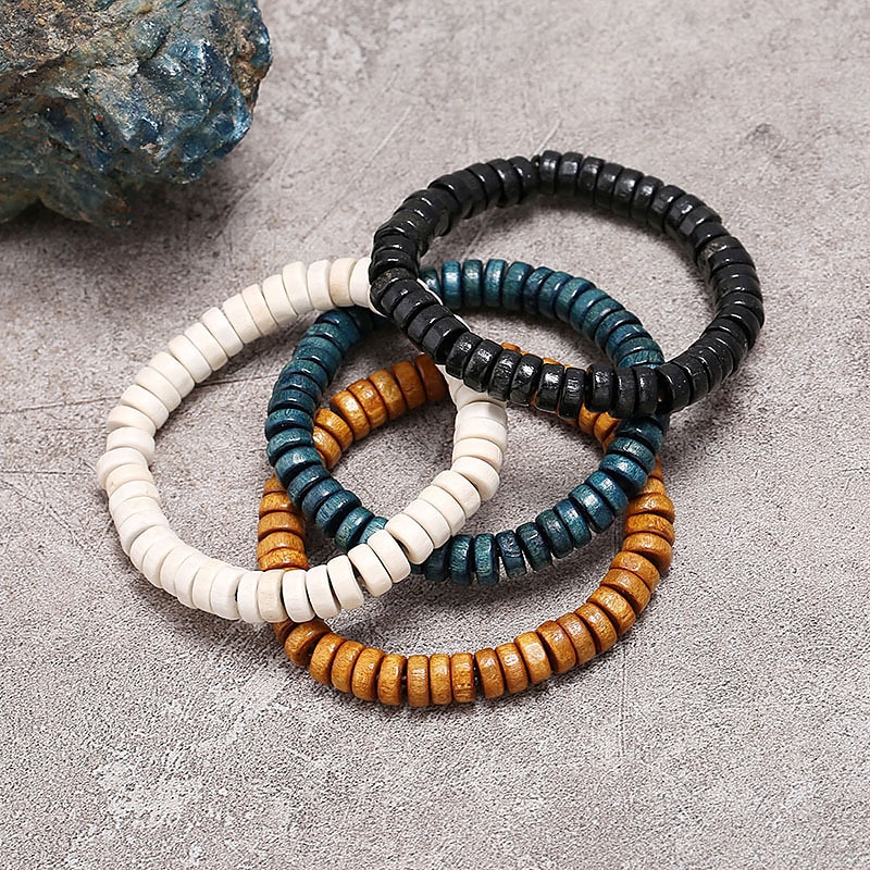 Per uomo Per donna Braccialetto con perline Classico Tema vintage Di tendenza Boho Legno Gioielli braccialetto Nero / Blu inchiostro / Marrone Per Giornaliero Per eventi Festival del 2025 a $4.99 –P1