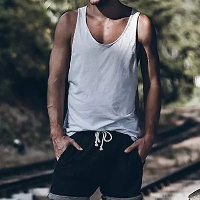 Homme Débardeur Sous-Vêtements T-shirt sans manches Sans manches Col ras du cou Été Couleur Unie Simple Occasionnel Confortable Vacances Rue Quotidien Noir Blanche Jaune T-shirt haut de gamme pour de 2025 ? $12.49 –P2