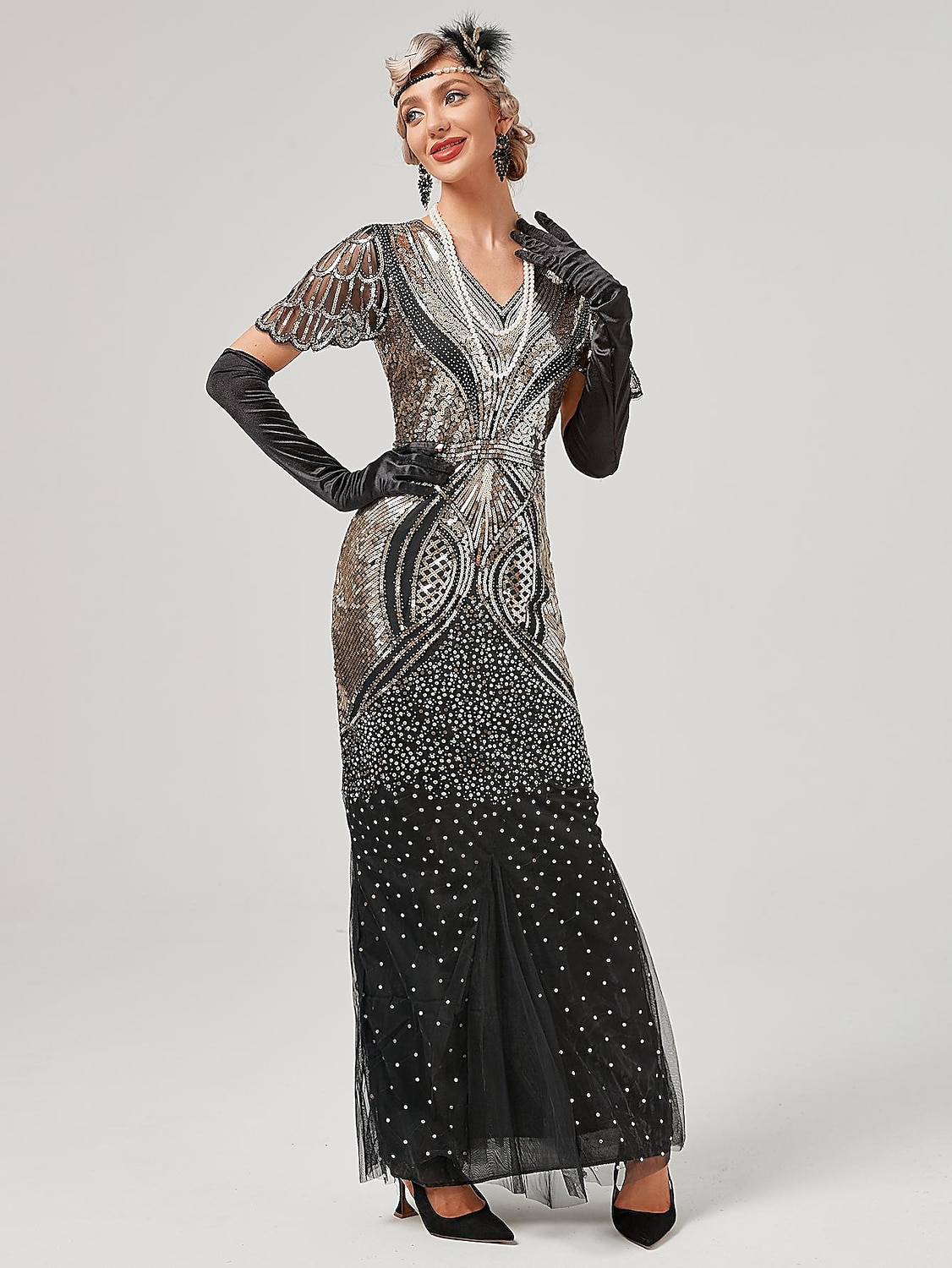 Urlați 20 de ani Anii 1920 Rochie de Cocktail Rochie Flapper Rochii Mascaradă Gatsby Charleston Invitat la nuntă Paiete Normal Pentru femei Carnaval Mascaradă Carnaval Nuntă Invitat la nunta Adulți 2025 - $57.99 –P3