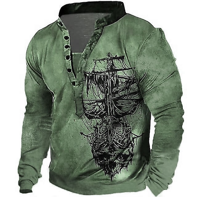 Herre Unisex Nautisk Grafiske trykk Båt Genser Hettegenser med knapp Langermet Genser Opprett krage Gatemote Designer Fritid 3D-utskrift Daglig Sport Ferie Glidelås Trykt mønster Vår & Vinter 2025 - $33.99 –P4