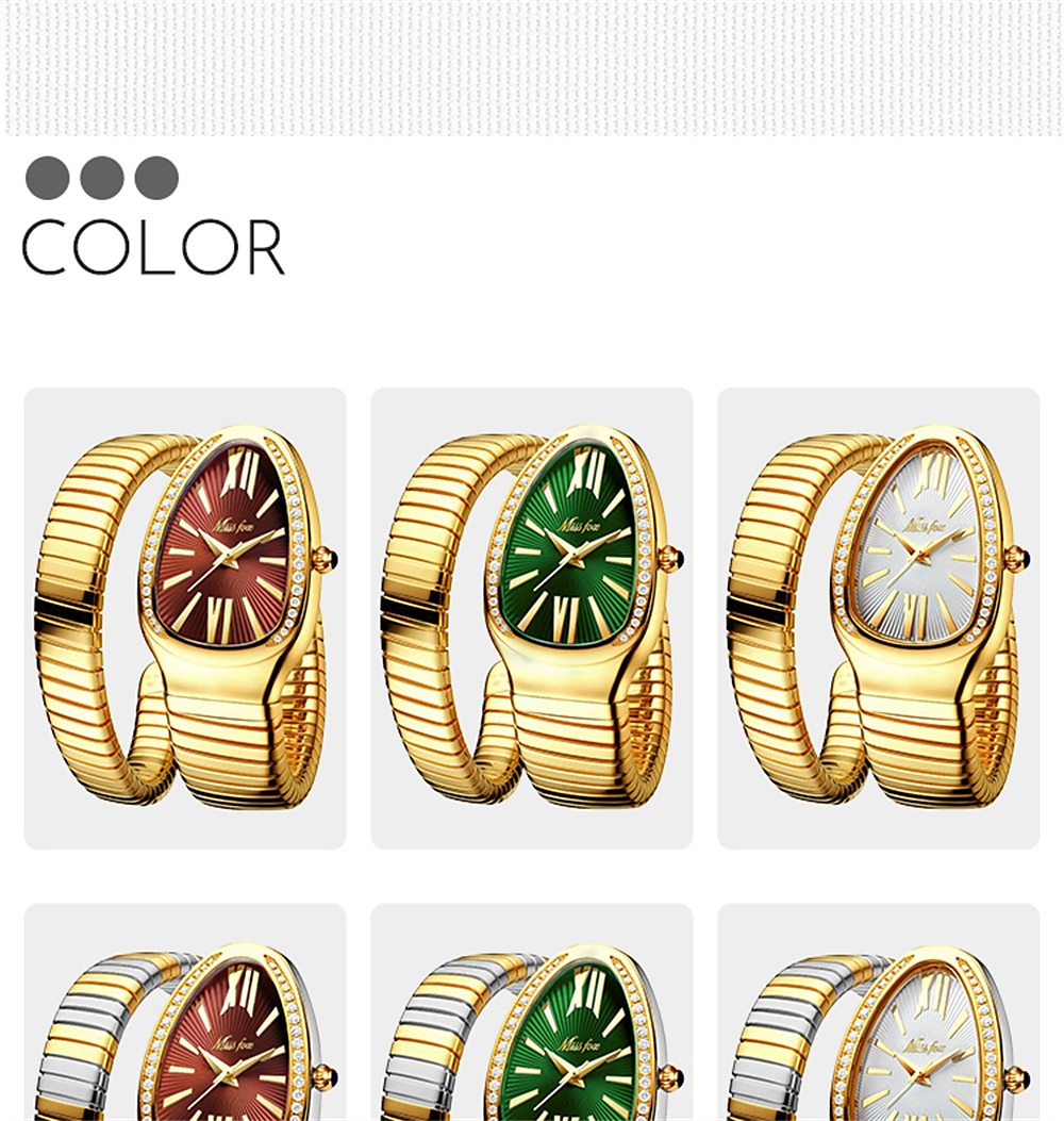 MISSFOX Women s Watches Snake Shape Luxury Wrist Watch For Women Steel Unique Gold Quartz Ladies Watch 2024 41.99