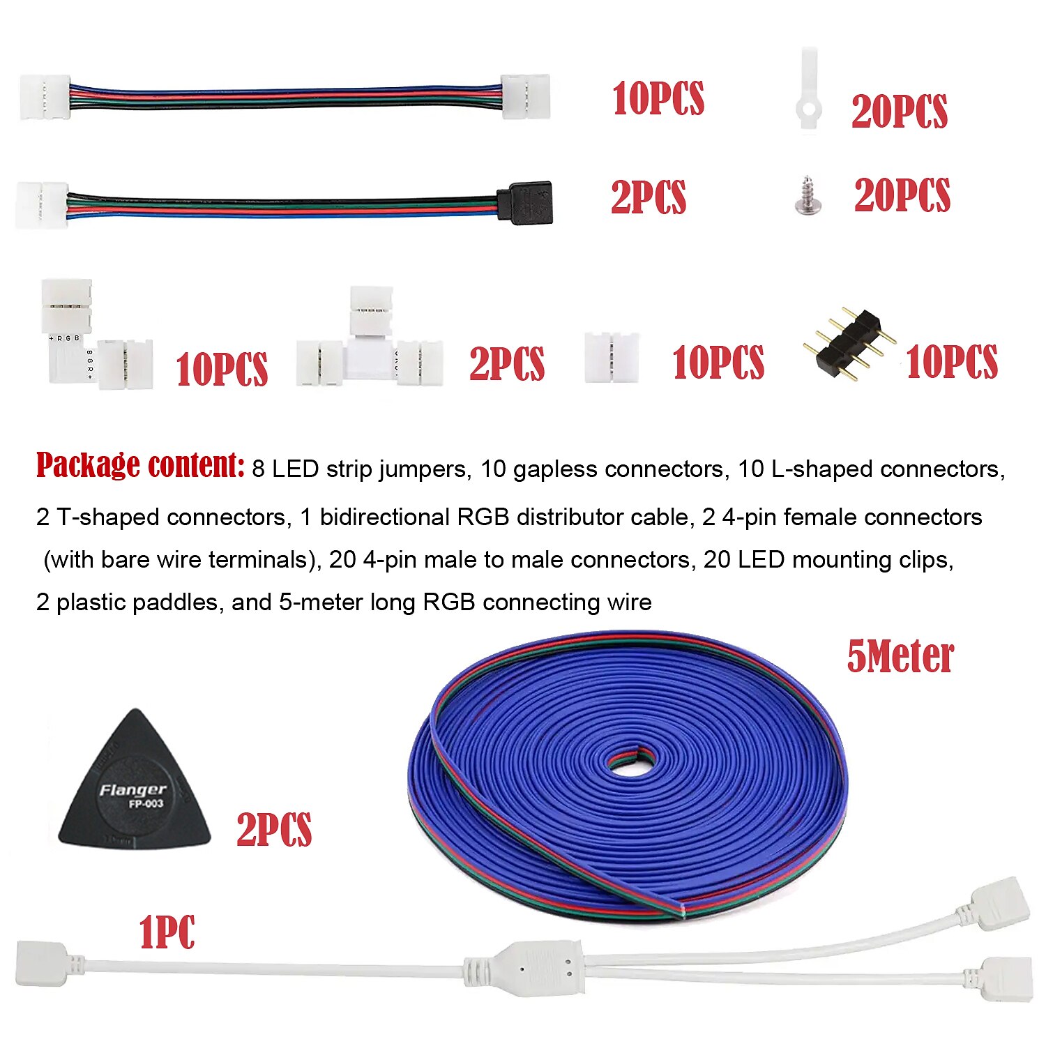 DIY LED Llight Bar Connector Kit is Applicable to 5050 10mm 4-pin Including 8 Kinds of Solderless LED Light Bar Accessories Providing Most Parts 2025 - $31.99 –P1
