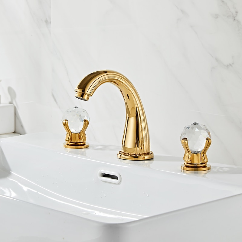 بالوعة الحمام الحنفية - واسع الانتشار مطلي واسع الأنتشار مقبضين ثلاثة ثقوبBath Taps 2025 - $137.99 –P2