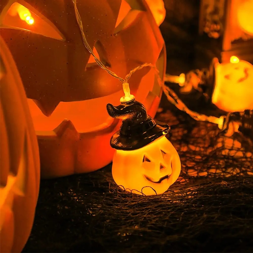 luci della stringa della zucca di halloween cappello di zucca luci della stringa della foglia d'acero 3m-20leds 1.5m-10leds alimentato a batteria festa della casa di festa luci della decorazione di del 2025 a $3.99 –P6
