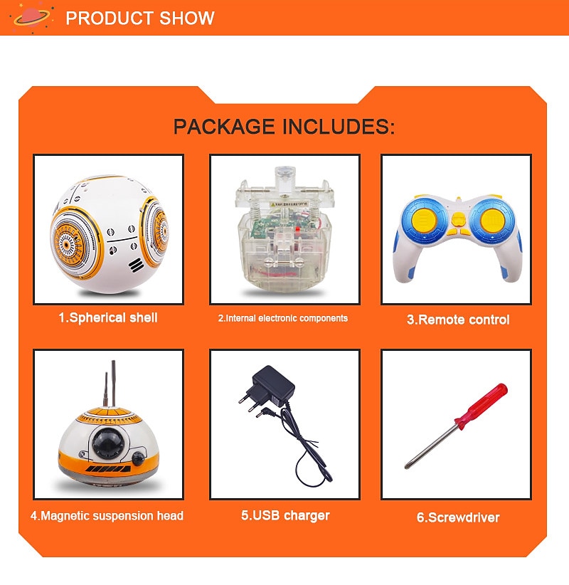 bb-8 כדור rc רובוט bb8 דמות פעולה bb 8 droid רובוט 2.4 גרם שלט רחוק רובוט אינטליגנטי bb8 דגם צעצוע לילד מתנה 2025 - $98.99 –P5