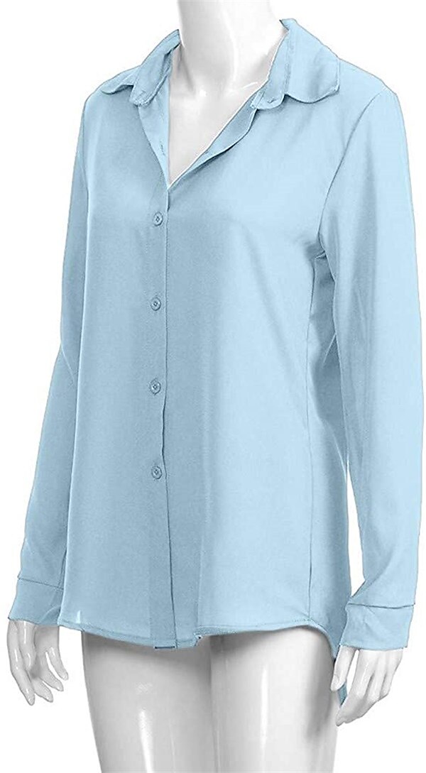 Mujer Camisa Blusa Negro Blanco Amarillo Plano Color sólido Manga Larga Trabajo Casual Básico Cuello Camisero Regular S 2025 - $24.99 –P1