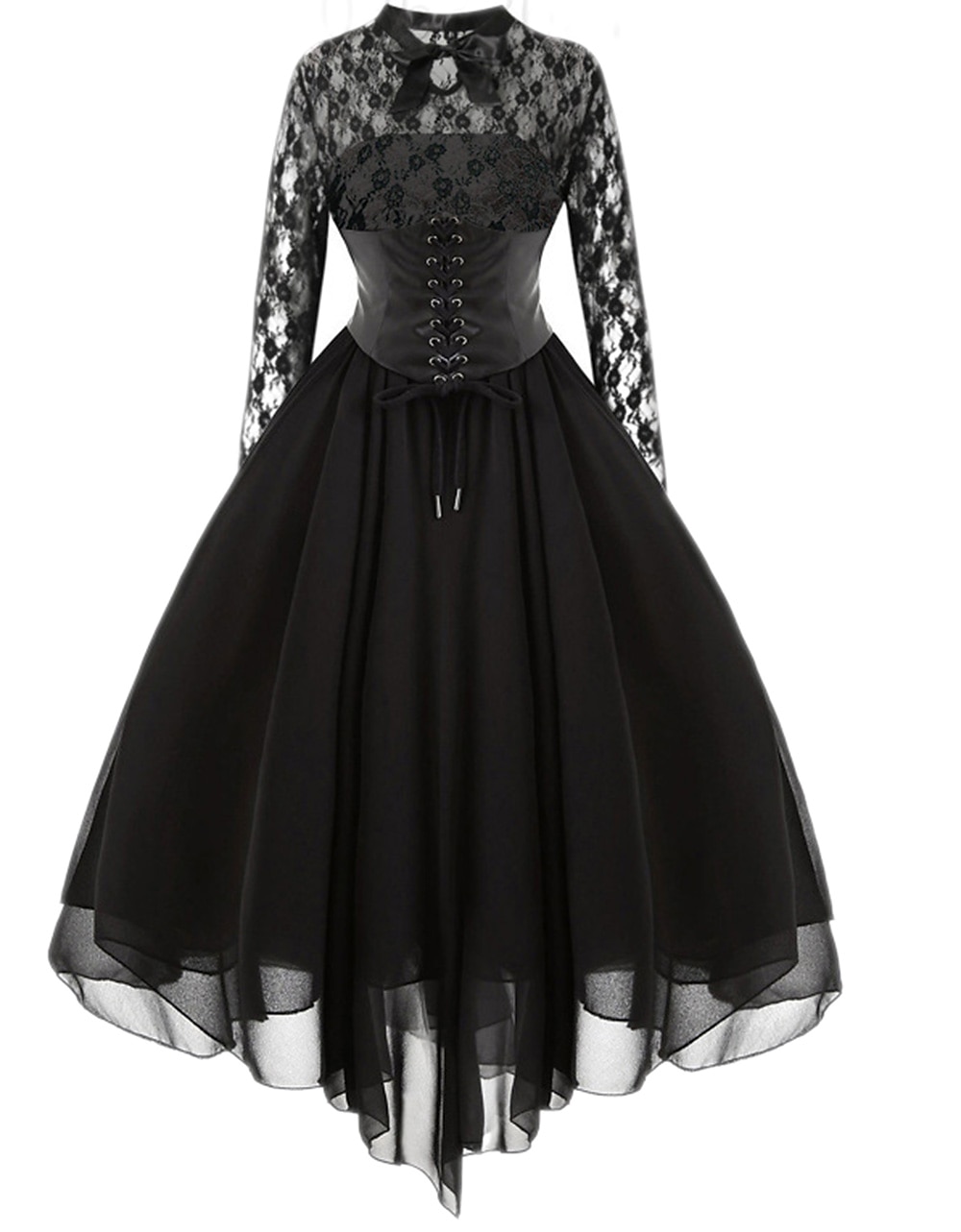 Retrò Vintage Punk & Gotico Medievale Vestito Mascherata Strega Ragazza gotica Pizzo Costume Per donna Fantasia Stile Steampunk Notte di Valpurga Carnevale Mascherata Festa / Sera Adulti Vestito del 2025 a $64.99 –P5