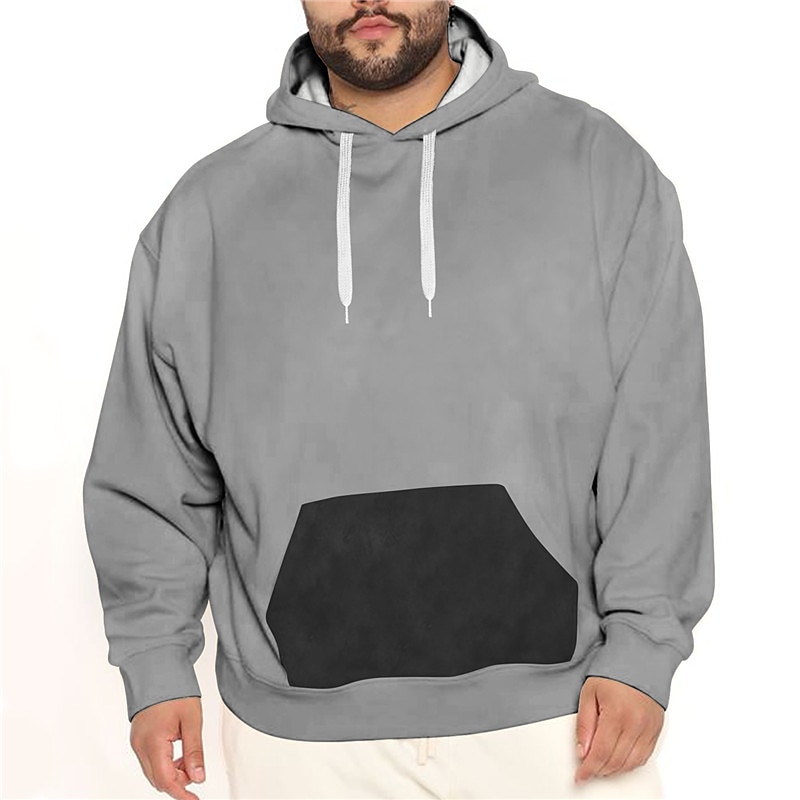 Hombre Talla Grande Sudadera Grande y alto Bloque de color Con Capucha Manga Larga Primavera & Otoño Básico Design Talla Grande Casual Diario Deportes Tops 2025 - $28.99 –P5