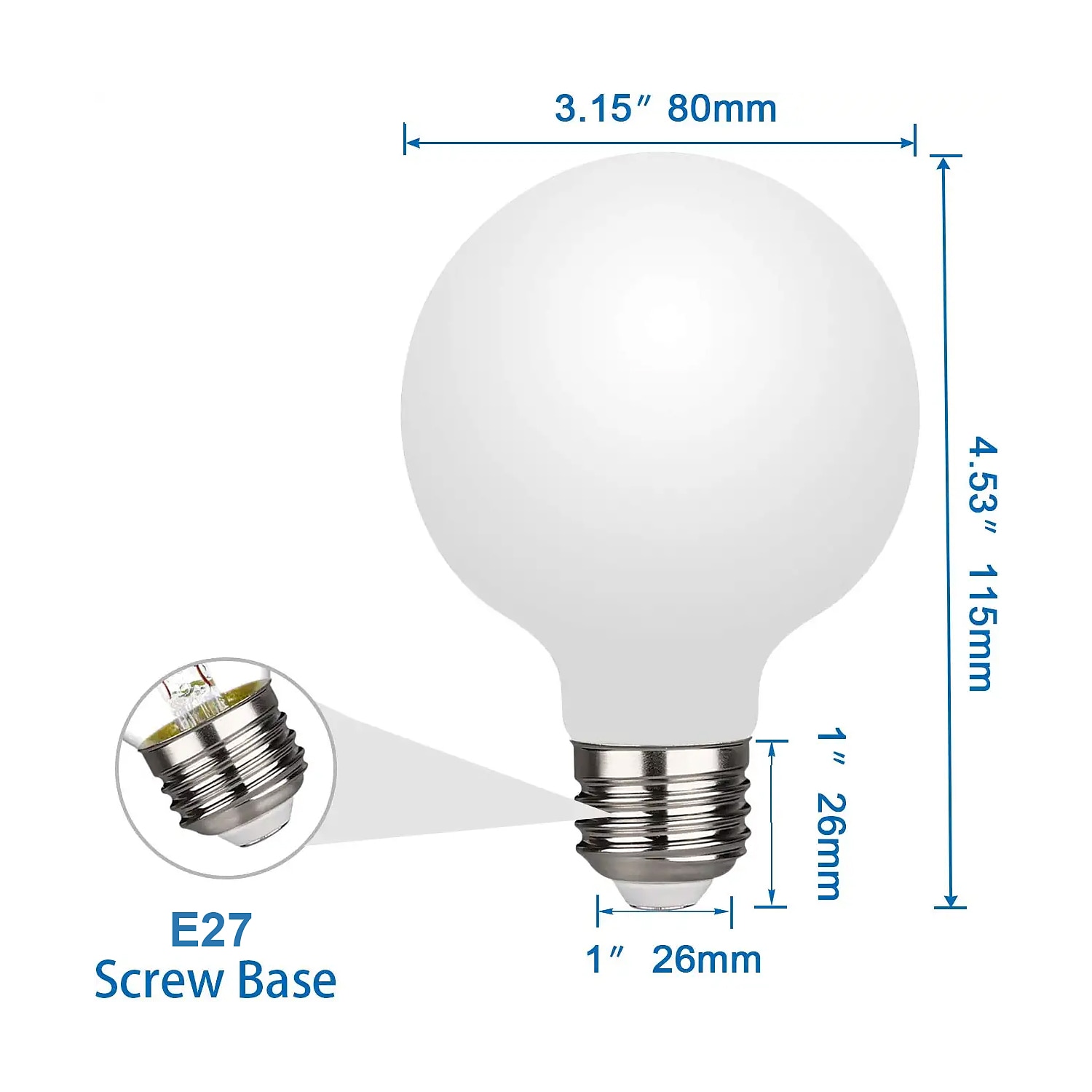 2/4/6PCS G80 7W Globe LED Edison Bulb 650lm E27 Base Opalescent Glass Facing Very Suitable for Dresser Vanity Mirror Floor Lamp AC85-265V 2025 - $25.99 –P3