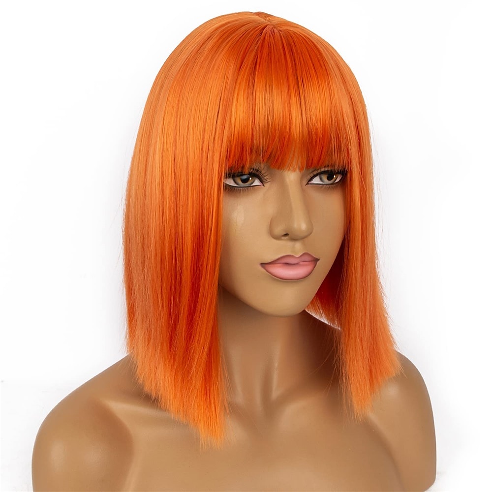 perucas curtas bob com franja para mulheres cabelo sintético liso bob corte peruca comprimento dos ombros moda bob cosplay peruca para menina colorido traje perucas peruca de carnaval de 2025 por $30.99 –P4