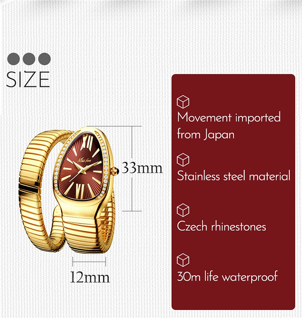 MISSFOX Women's Watches Snake Shape Luxury Wrist Watch Mother's Day Gift for women Steel Unique Gold Quartz Ladies Watch 2026 - $49.99 –P2